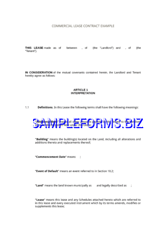 Pennsylvania Commercial Lease Contract Example docx pdf free